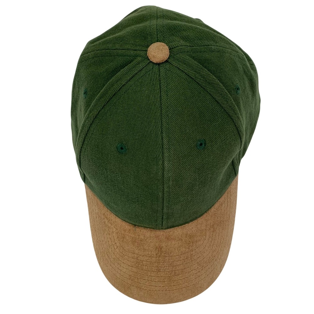Forest Green Dad Cap Faux Suede Brim Adjustable Workwear Hat Toppers Brass